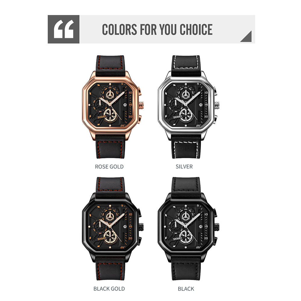 SKMEI jam tangan pria anti air sport jam tangan kulit laki laki 3 warna yang dapat dipilih