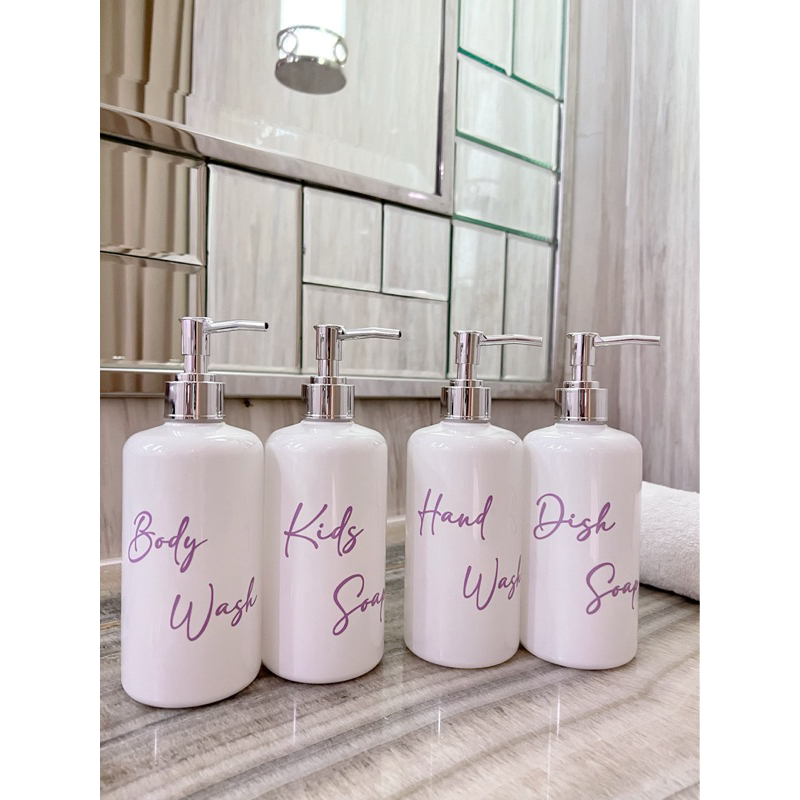 BOTOL PUTIH N28 500ML DIAMOND LILAC / UNGU PUMP LONG PIPE SILVER LUXURY . aesthetic bottle refill organizer dispenser hand soap liquid tempat sabun cair bis custom estetik