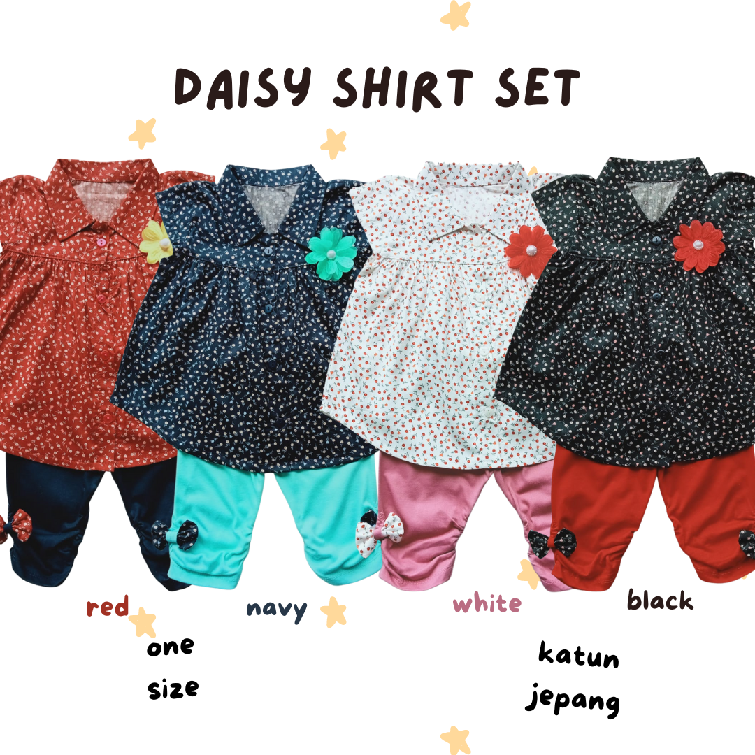 Setelan kemeja bayi baby anak perempuan cewek harian anak lengan daisy baju anak perempuan baju balita cewek setelan anak bayi perempuan 3 6 12 18 bulan 1 tahunan