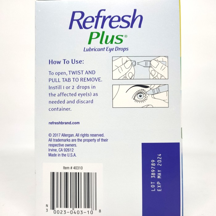 Refresh Plus Lubricant Eye Drops 0.4 ml 5 Vials Obat Tetes Mata