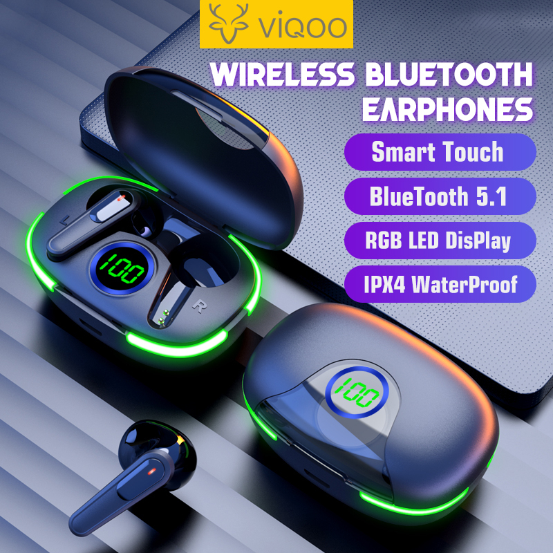 【COD】Viqoo T66 TWS Pro 80 Earphone True Wireless Headset Bluetooth 5.3 Earbuds HiFi Stereo WaterProof Earphone