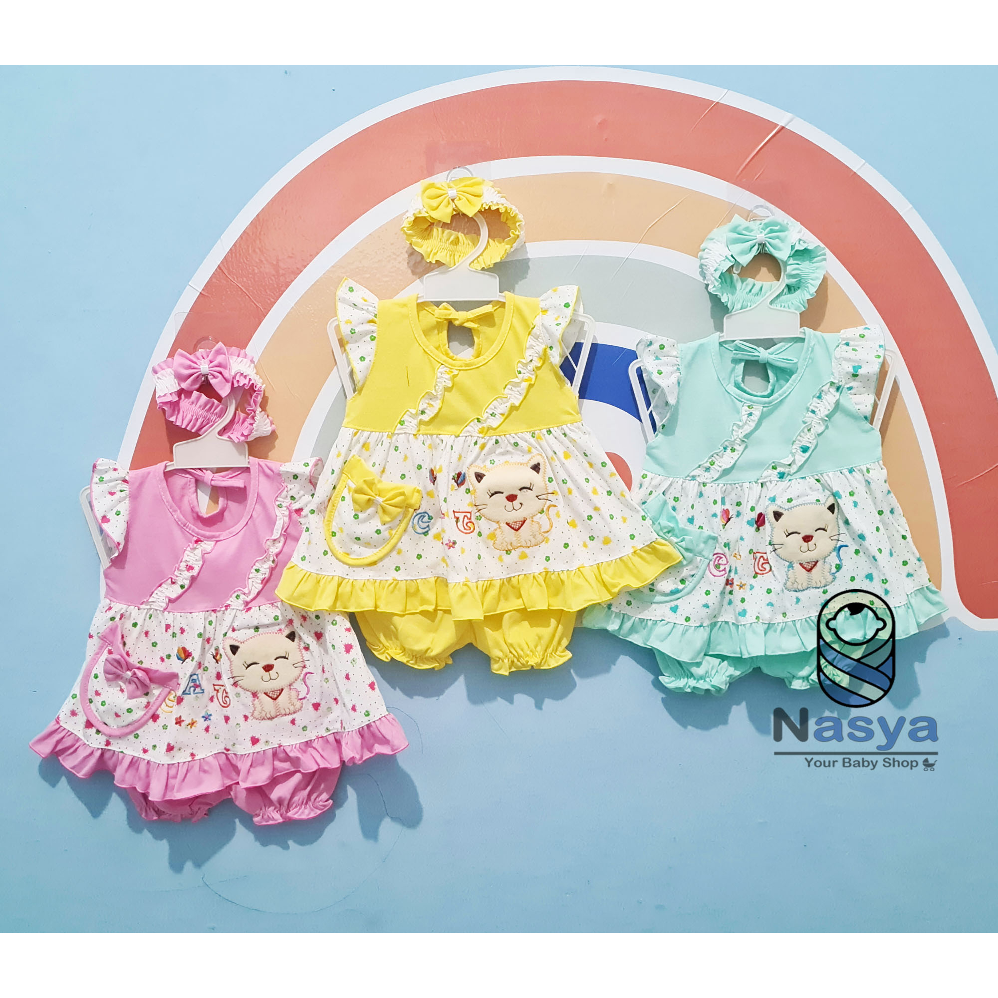 [P-023] Baju Bayi 0-6 m / Setelan Bayi Perempuan Motif Hewan/Buah