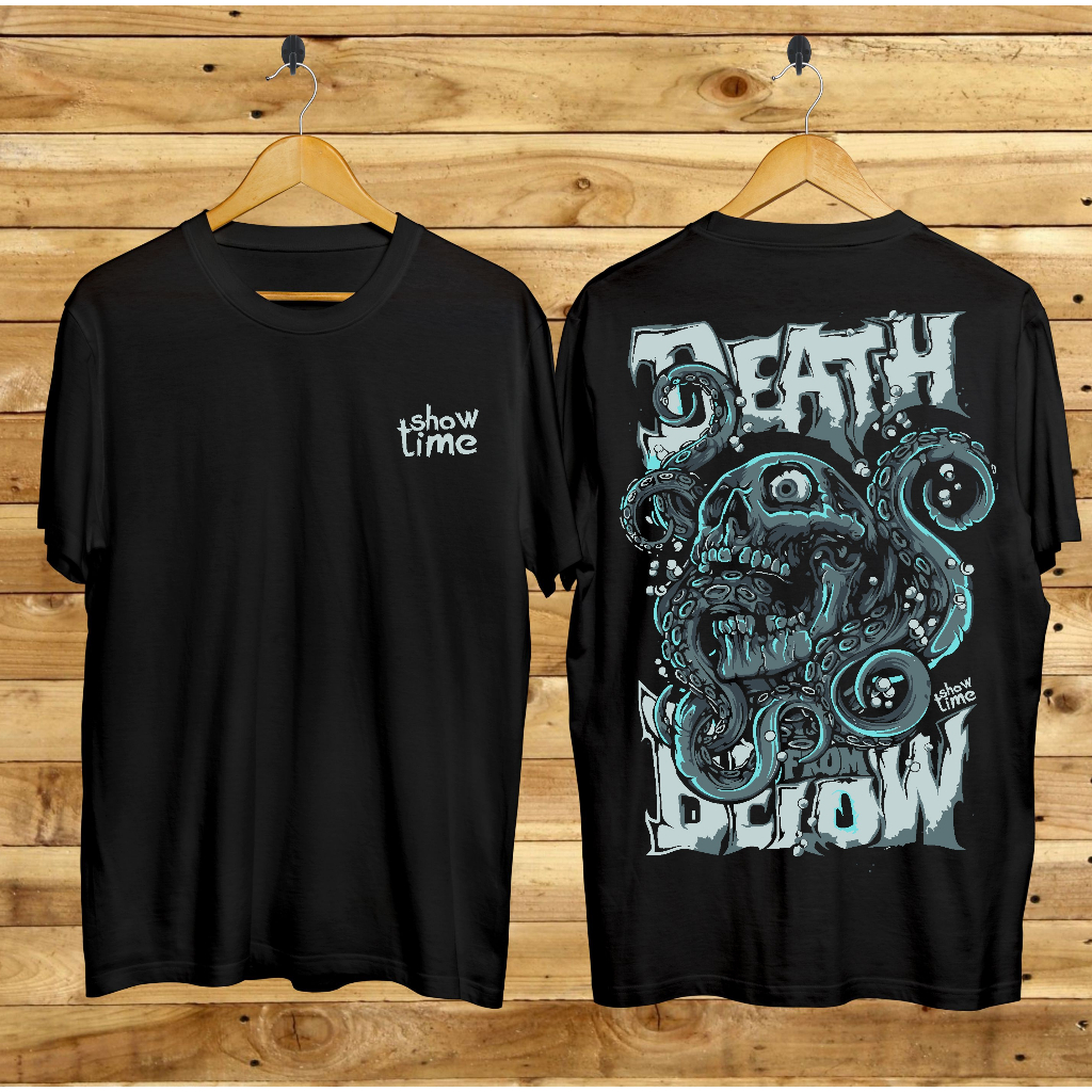 Kaos Tshirt Pria Terbaru Samurai Jepang Death From Below Warna Hitam Distro Lengan Pendek Motif Sablon Bergambar Keren