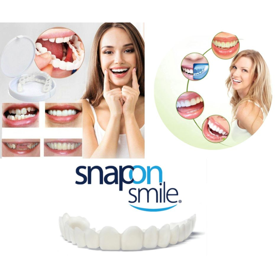 ⚡COD⚡ Gigi Palsu Bahan Silikon - Snap On Smile untuk Pemutih Gigi 1 Pasang ( Atas Bawah ) COD Snap O