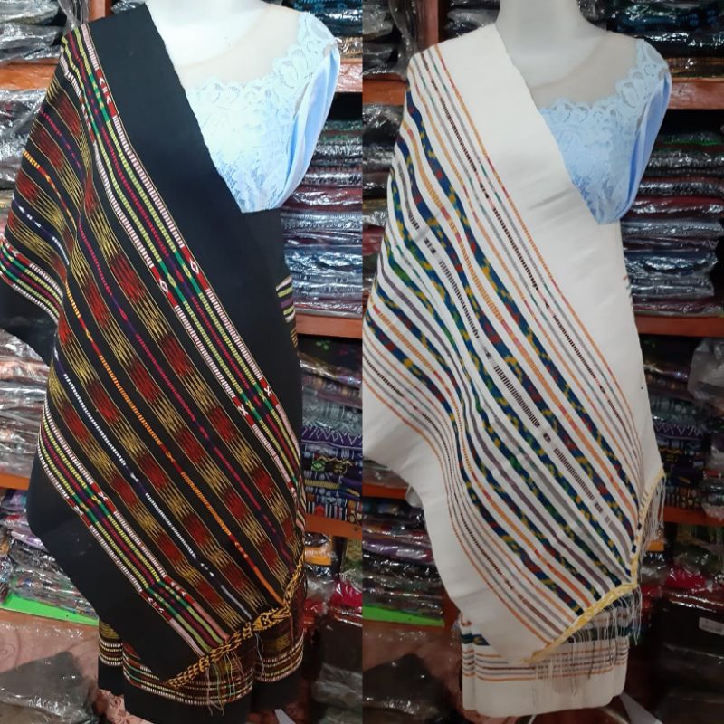 SONGKET UNIK MOTIF ULOS MANGIRING JUGIA SARUNG SELENDANG TENUN TANGAN TARUTUNG ETNIK BATAK HITAM PUT