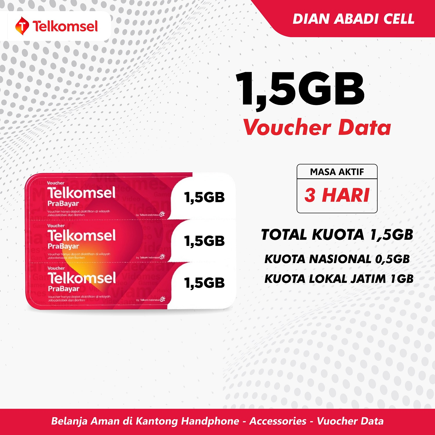 Voucher Telkomsel 1,5GB/3 Hari