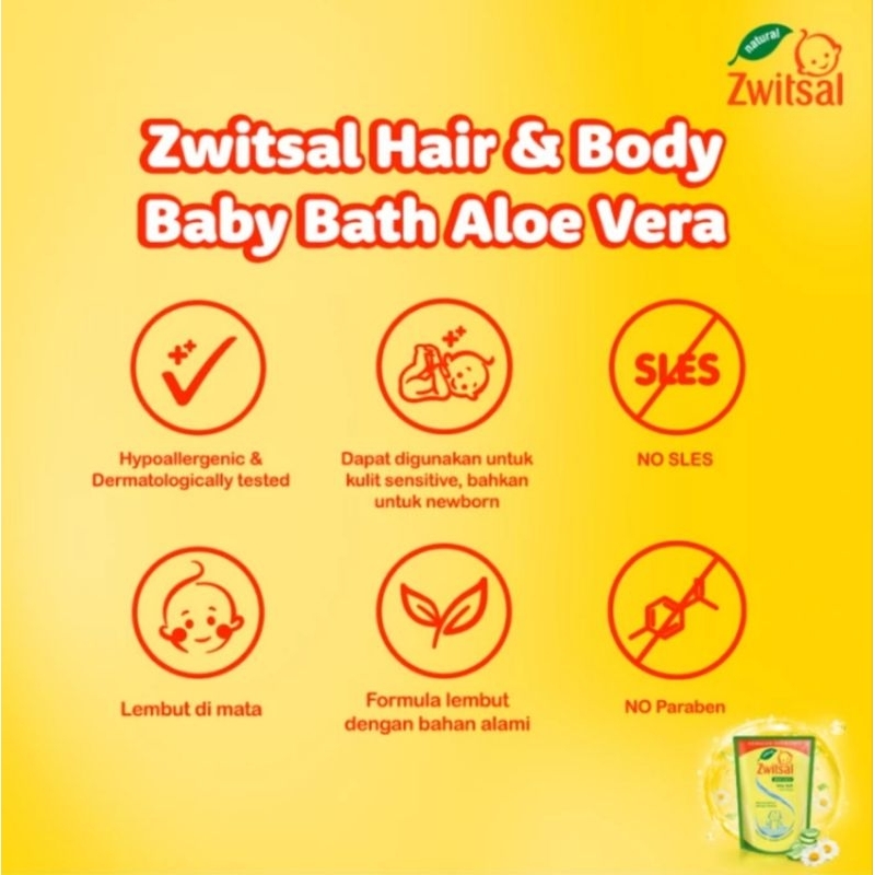 Zwitsal 2in1 Hair and Body Aloe Vera 600ml / Sabun Mandi Bayi Zwitsal Kemasan Refill 600 ml