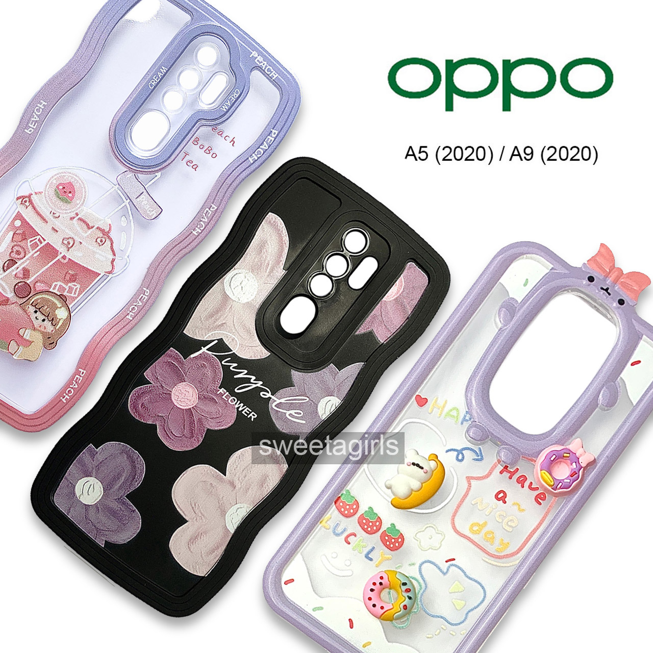 Softcase Transparan Bumper Candy untuk Oppo A5 (2020) / Oppo A9 (2020) ( Sama Bentuk dan ukuran ) - Sweetacase.id - Casing Lucu - Kesing Cewek - Casing Lembut - Case Bening - Lucu - Gemoy