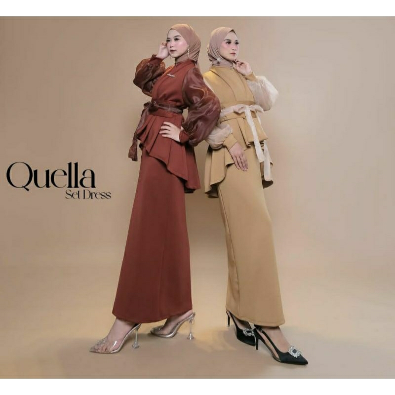 Quella Set Dress MK/Solfieshop/Dress kondangan/Dress perempuan terbaru/fashion dress best seller/Dre