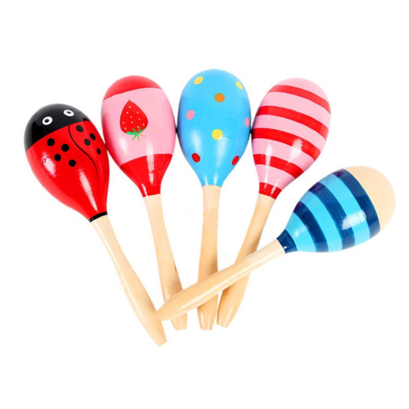 EryoneStore Baby Maracas Kayu Mainan Kerincingan Kayu Bayi Wooden Rattle Marakas Kayu Genggam