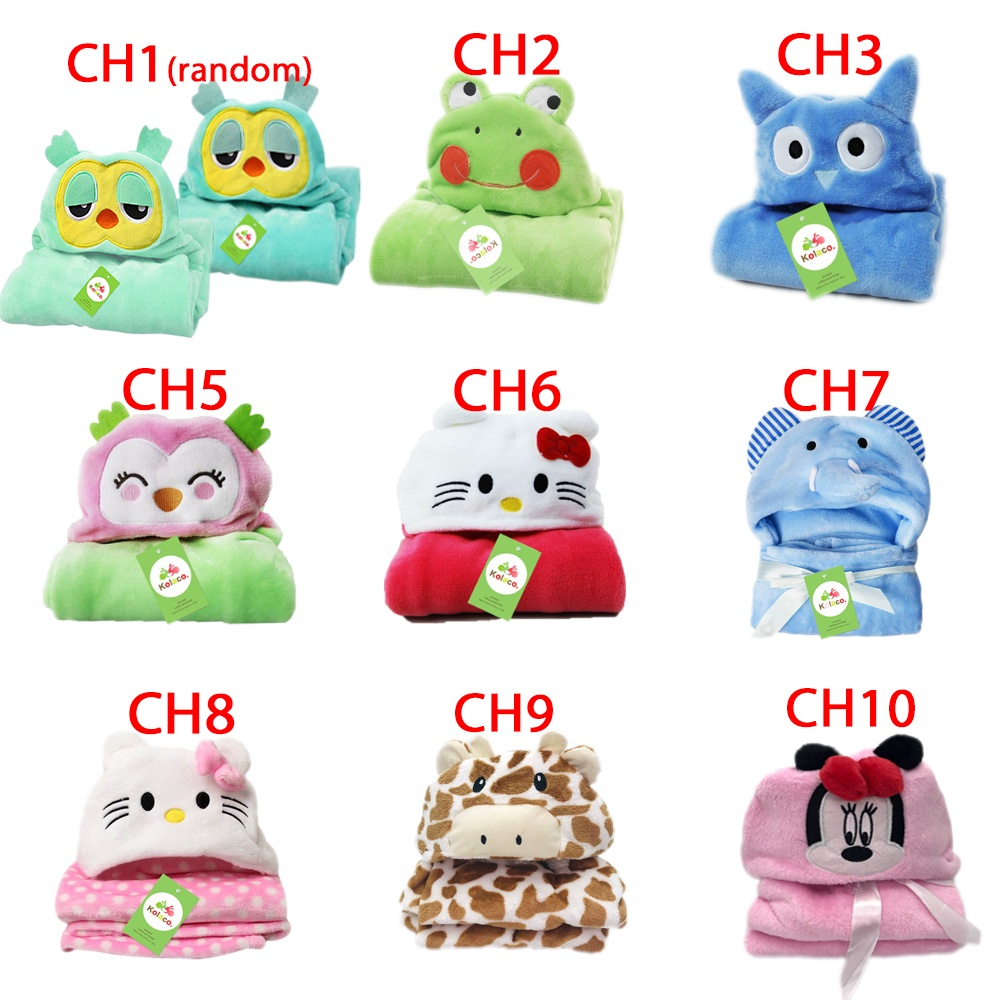 baby Selimut Bayi Topi boneka Karakter selimut karakter Hoodie Baby Blanket 3d