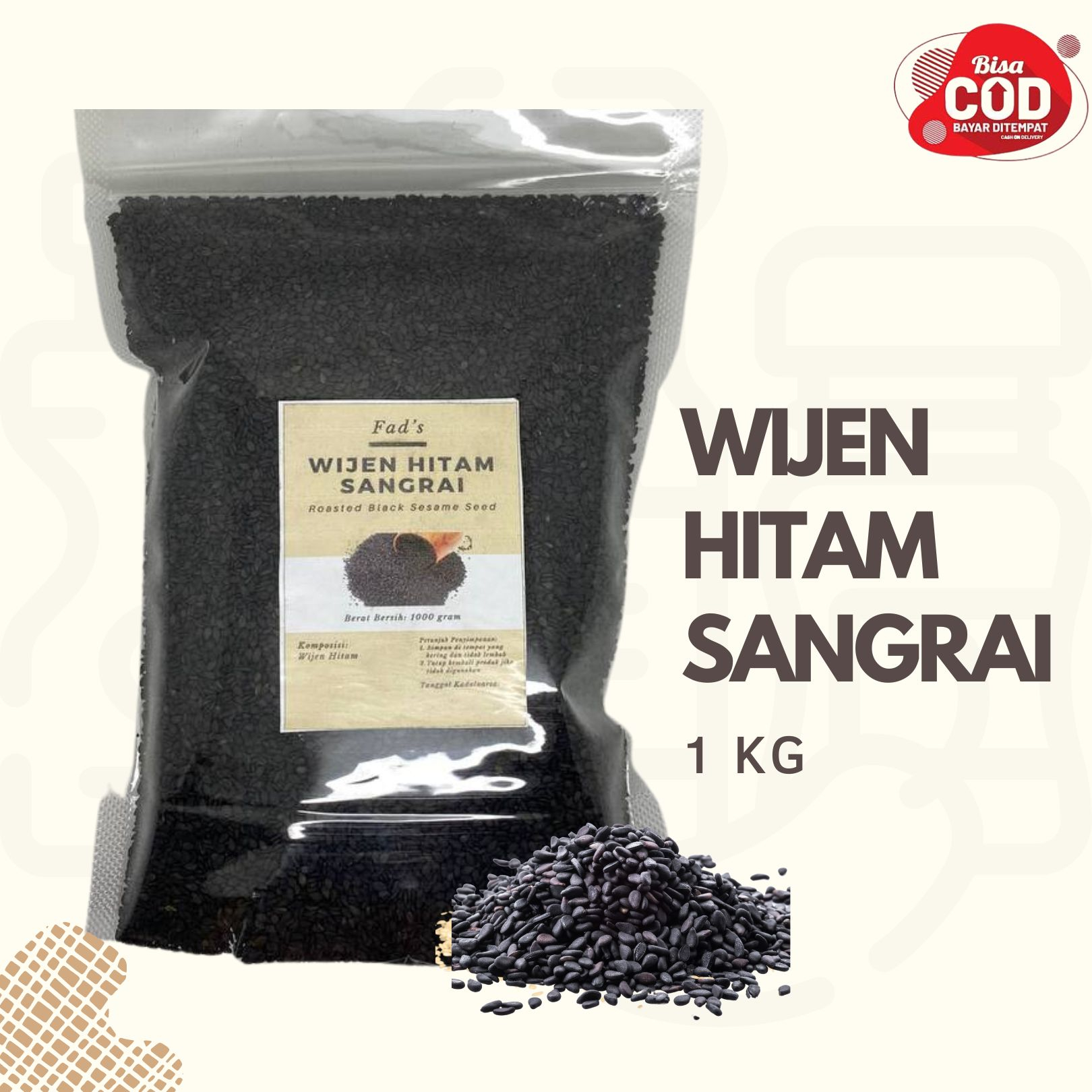 Wijen Hitam 1kg - Wijen Hitam Sangrai 1kg - Wijen Putih 1kg - Wijen Putih Sangrai 1kg