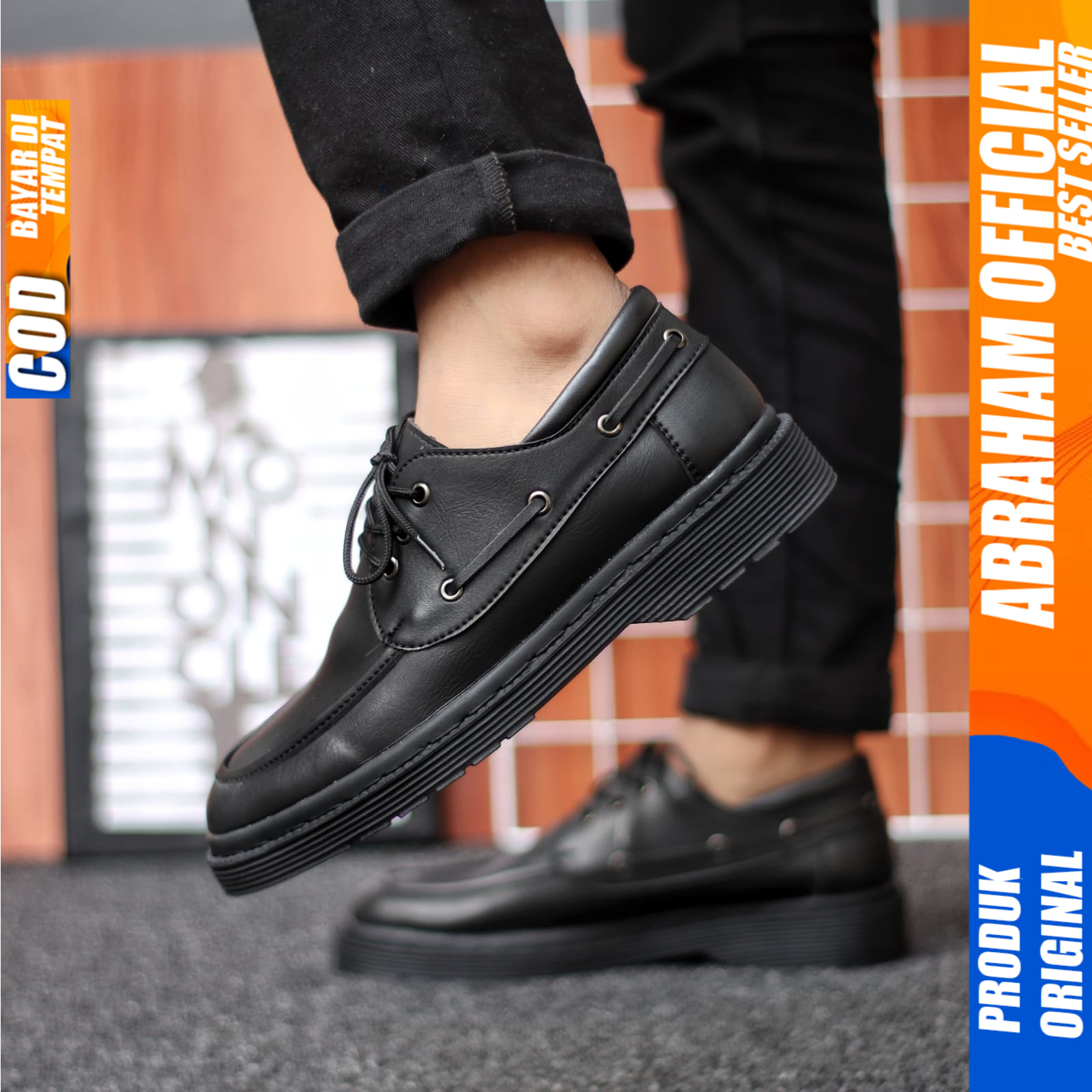 Sepatu Formal Pria Docmart Casual Kulit Pu Hitam Pantofel Pria Kerja