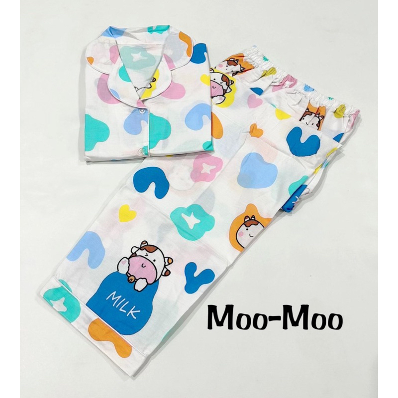 Moo-Moo - baju tidur piyama bisa couple keluarga ibu dan anak motif hewan lucu katun jepang