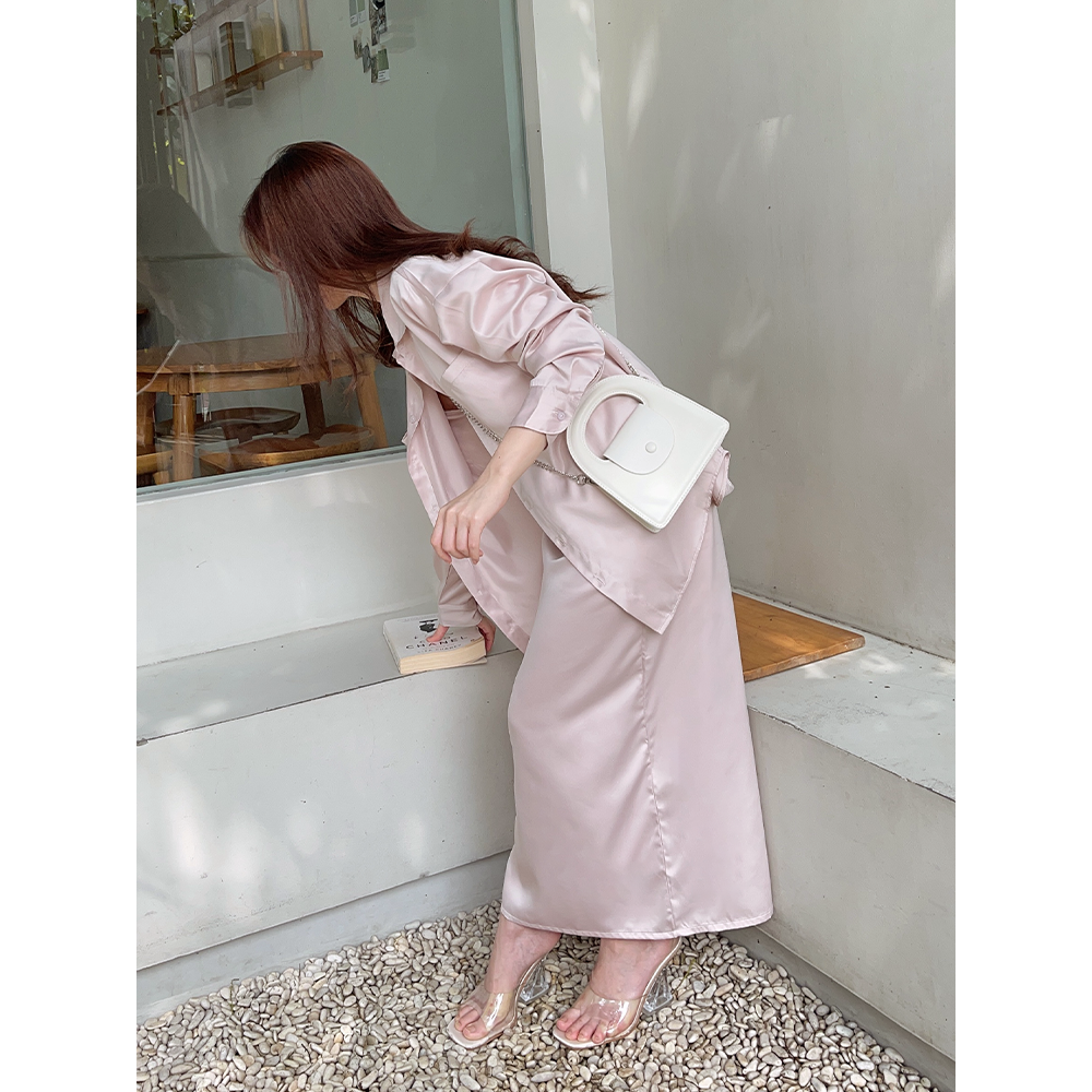 Kadaka B-0191 Satin Skirt Rok Maxi Wanita with Pockets