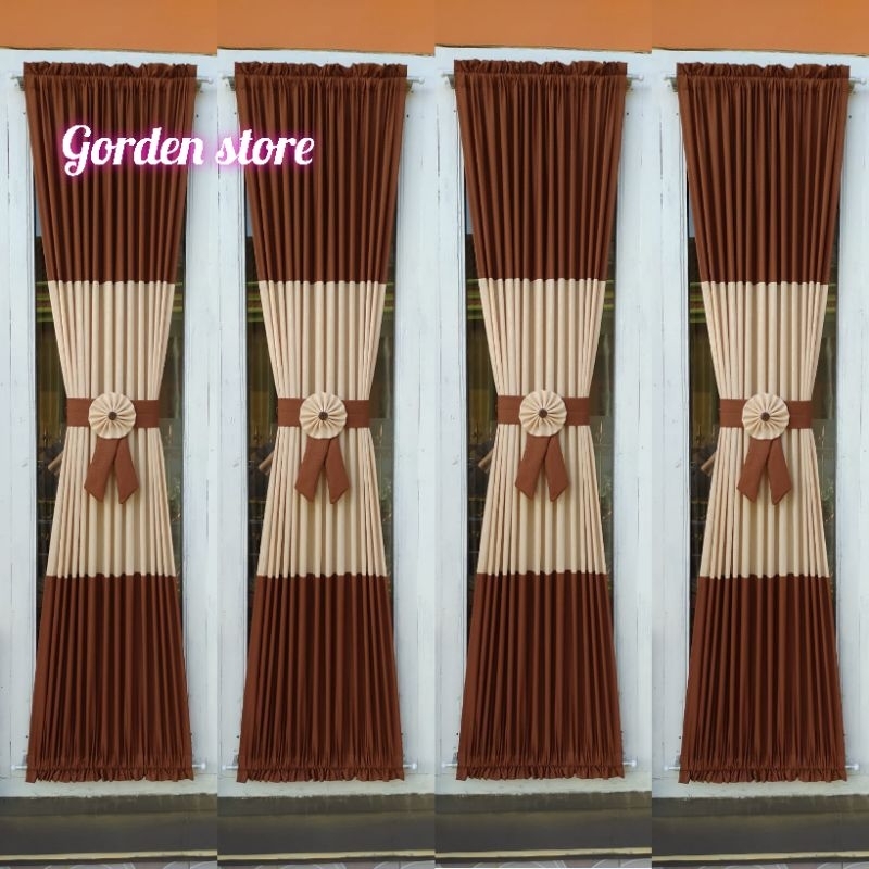 Gorden ikat kupu2 jendela minimalis Gorden kombinasi 2 warna untuk jendela kecil