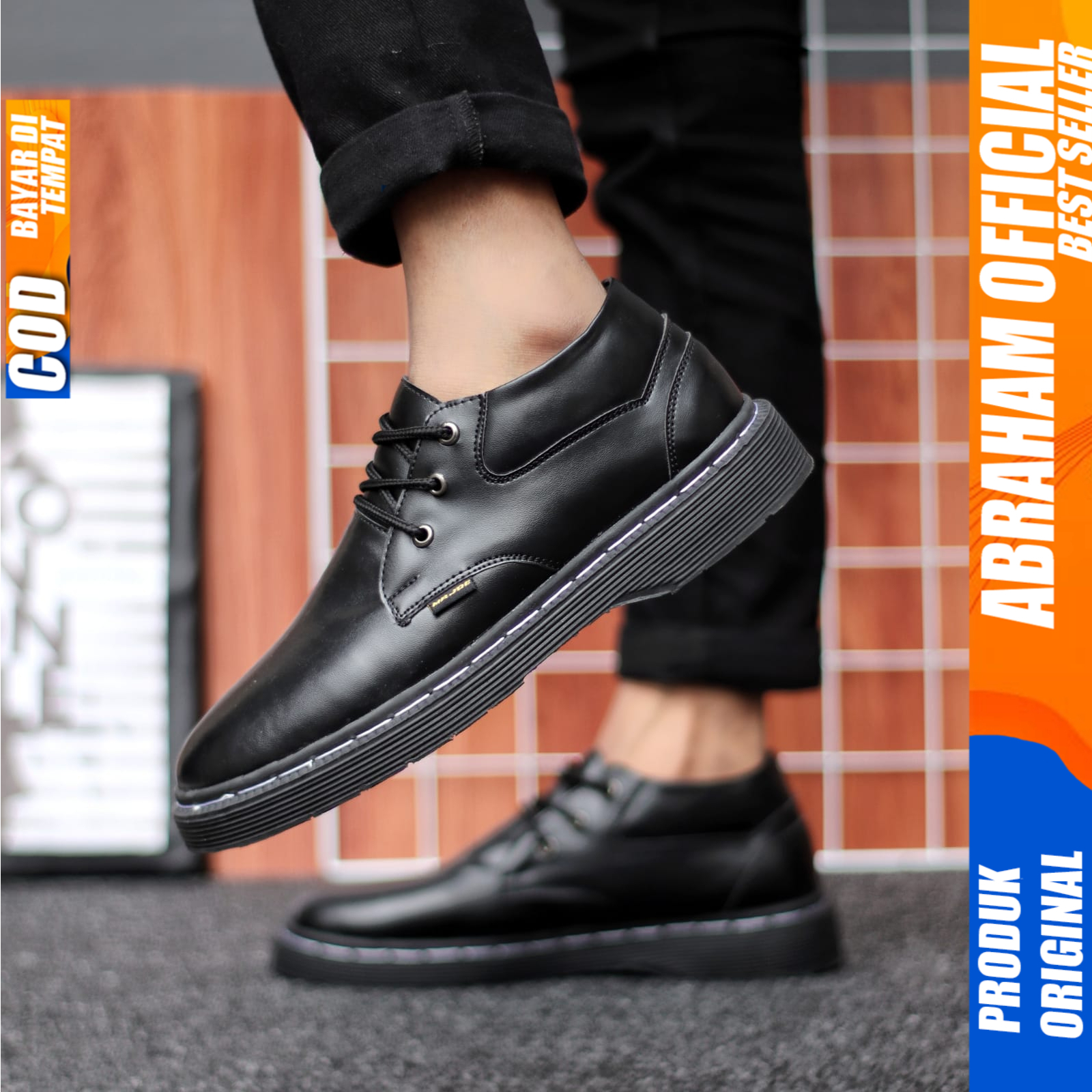 Sepatu Pria Docmart Low Boot Casual Formal Hitam Abraham