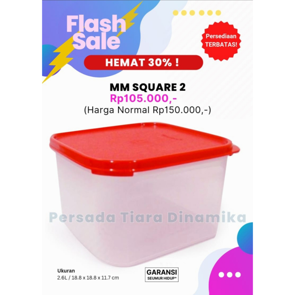 TUPERWARE MM SQUARE 2 (1) 2,6L - WADAH PENYIMPANAN SERBAGUNA