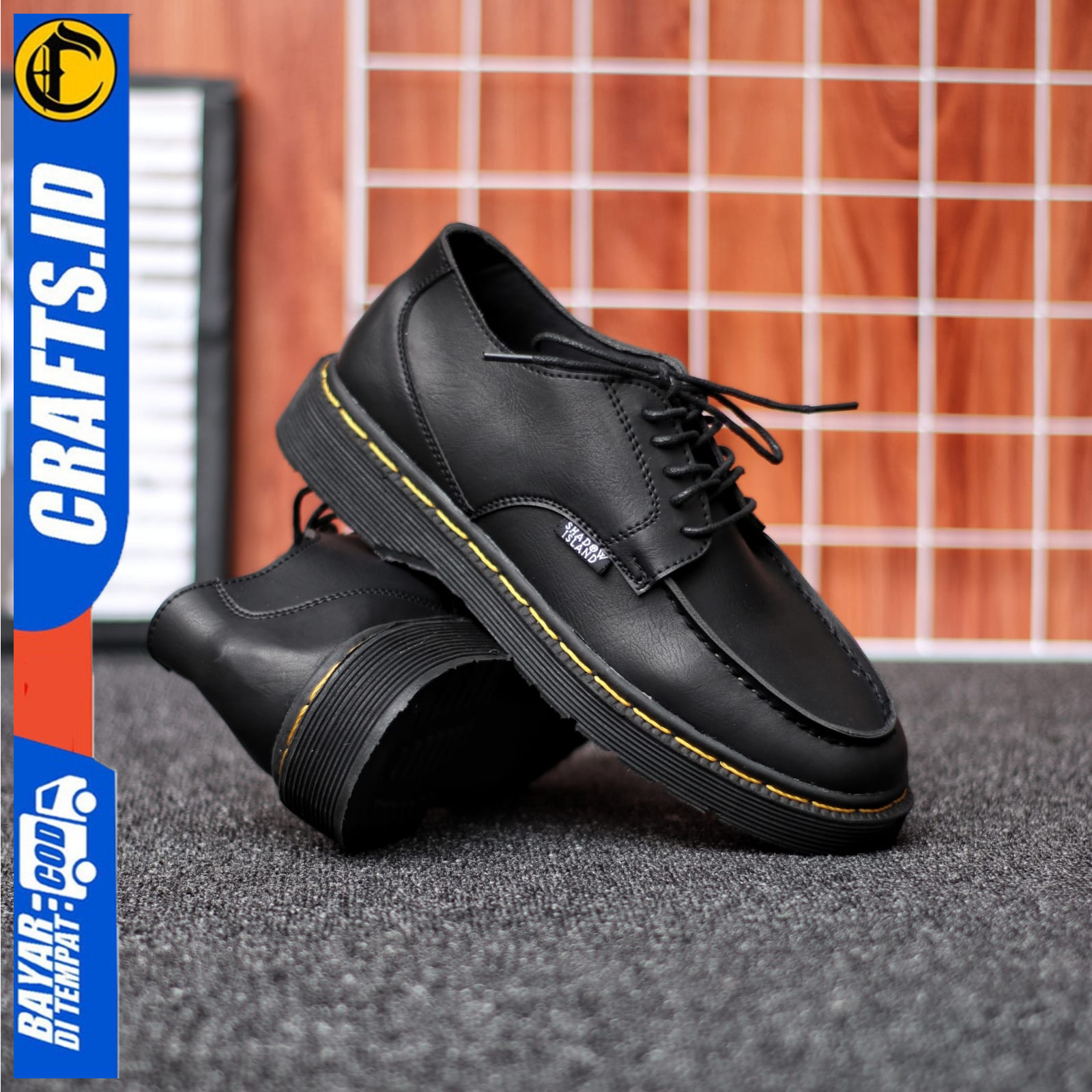 Sepatu Formal Pantofel Pria Docmart Low Boots Hitam Casual Kerja Original Crafs Denki