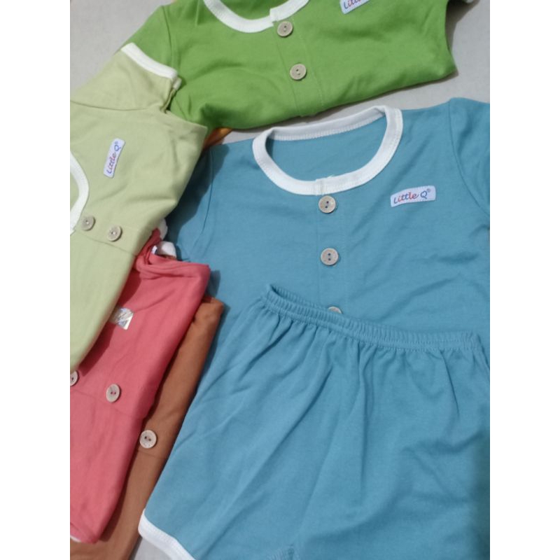 LITTLE Q COMFY SET PENDEK POLOS CELLESTIAL / BAJU PENDEK BAYI LITTLE Q POLOS KANCING DEPAN  TERBARU / BAJU BAYI COMFY PENDEK