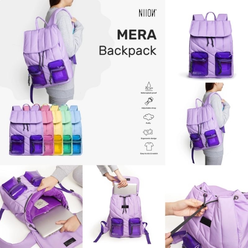 NIION MERA BACKPACK - Tas Ransel Laptop 15 Inch - Unisex - Lavender