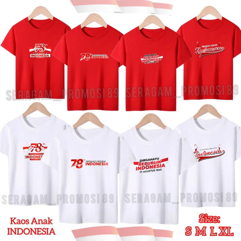 Kaos 17 AGUSTUS DIRGAHAYU INDONESIA ANAK-ANAK / KAOS INDONESIA ANAK LAKI-LAKI / KAOS HUT RI ANAK USIA 2TH-10TH