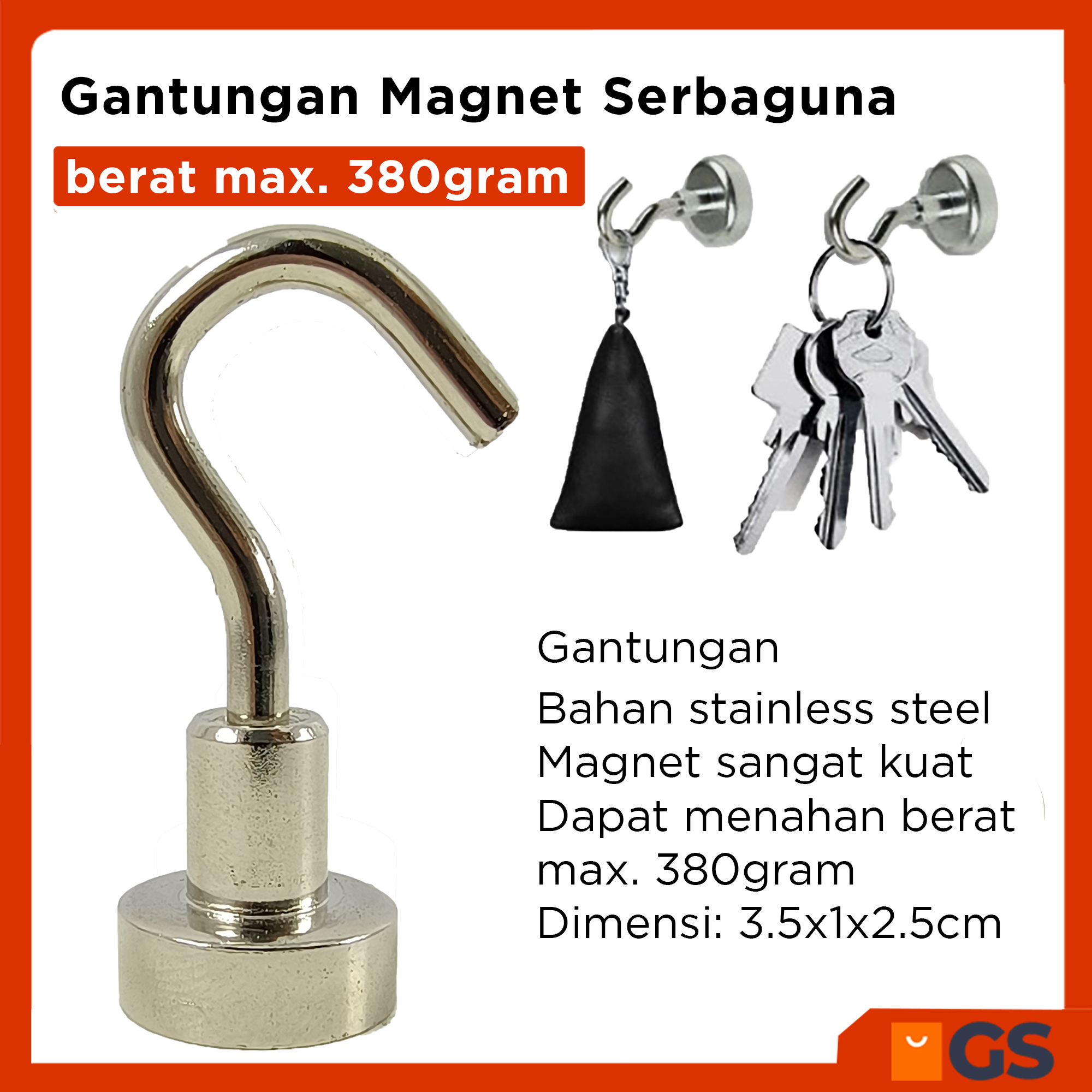 Gantungan Magnet Serbaguna Besi Tempel Kuat Hook