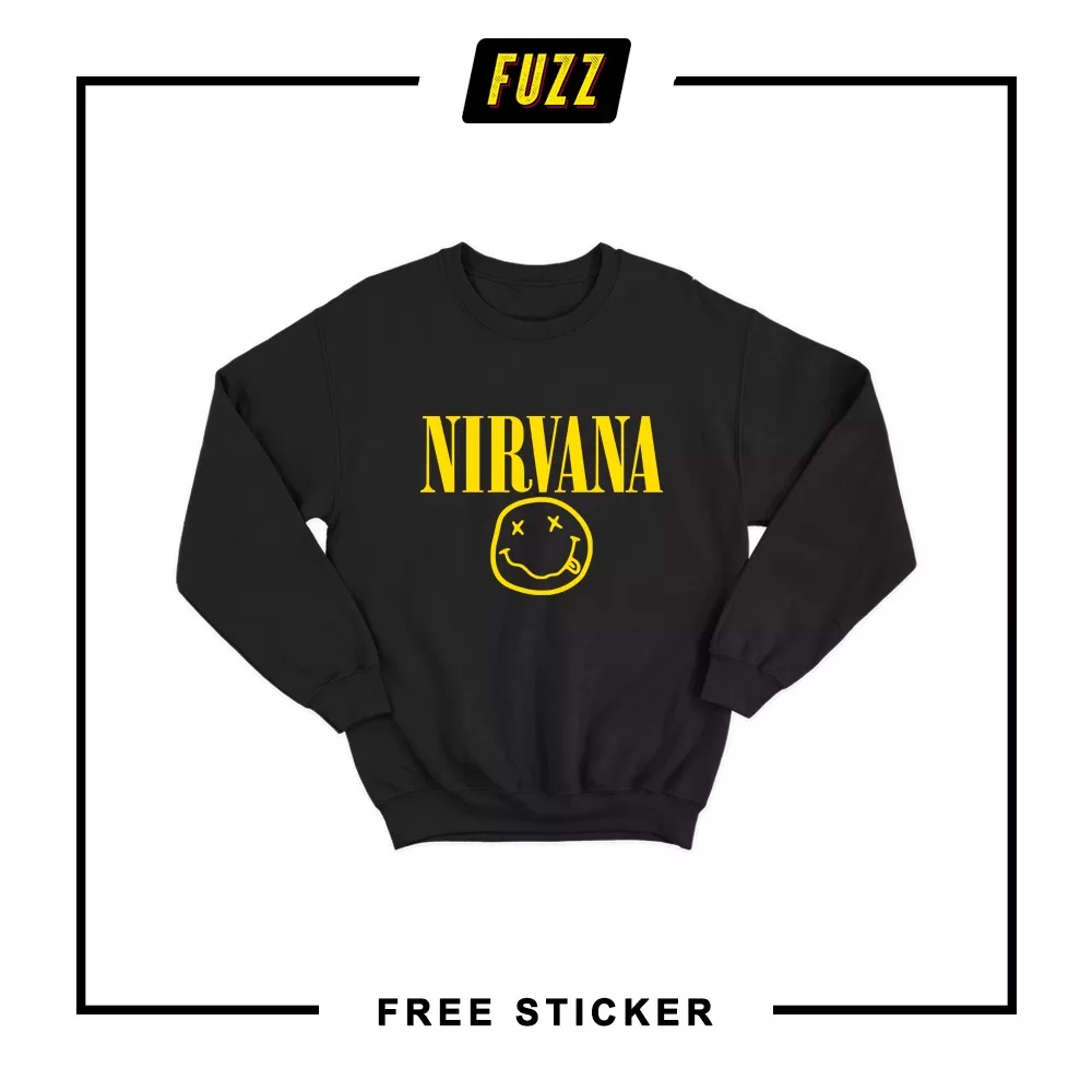 sweater crewneck nirvana smile font logo sweater kurt cobain distro premium metal