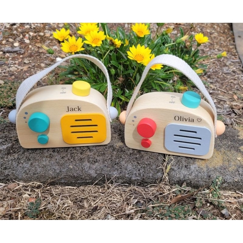Personalised Wooden Radio | Montessori Toy | Mainan Radio Kayu