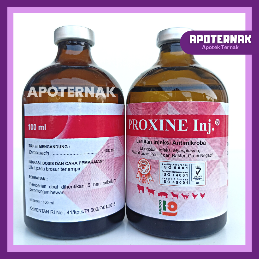 PROXINE INJ 100 mL | Antibiotik / Injeksi Antimikroba Pada Sapi Kambing Ayam Anjing dll | Vadco | Like ROXINE