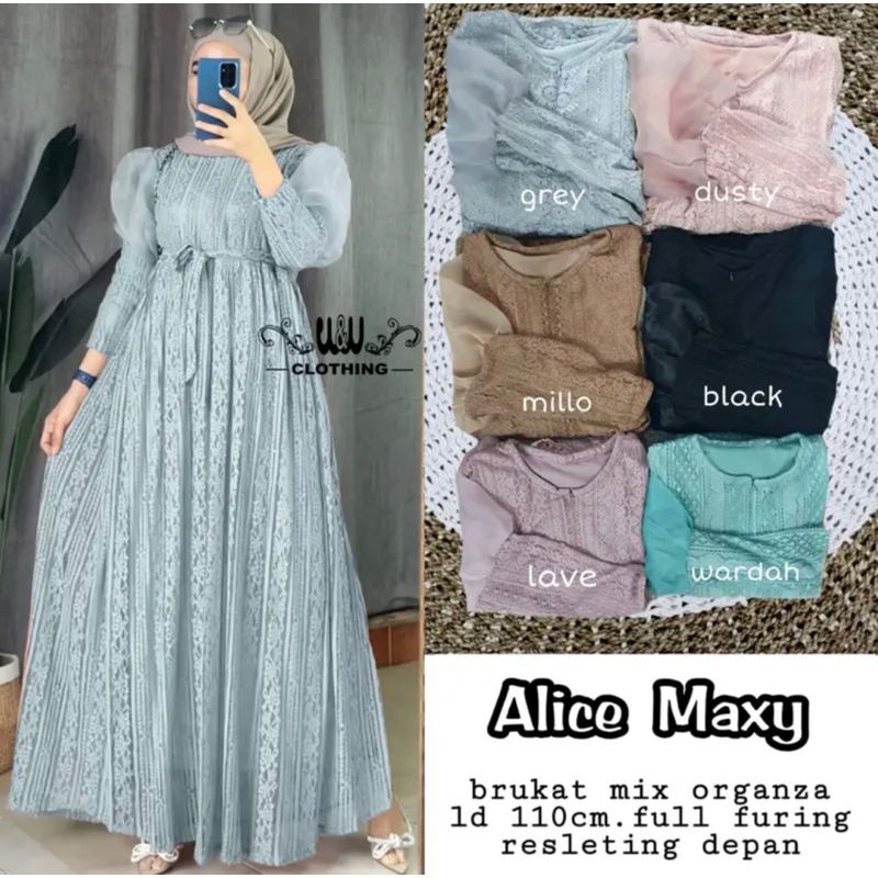 READY ….!!!!! Dress alice maxy mix organza gamis brokat terlaris