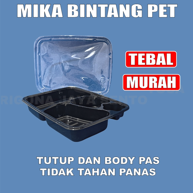 Mika Bento PET 4Sekat Per Pack Tray Bintang Kotak Makanan Lunch Box Murah