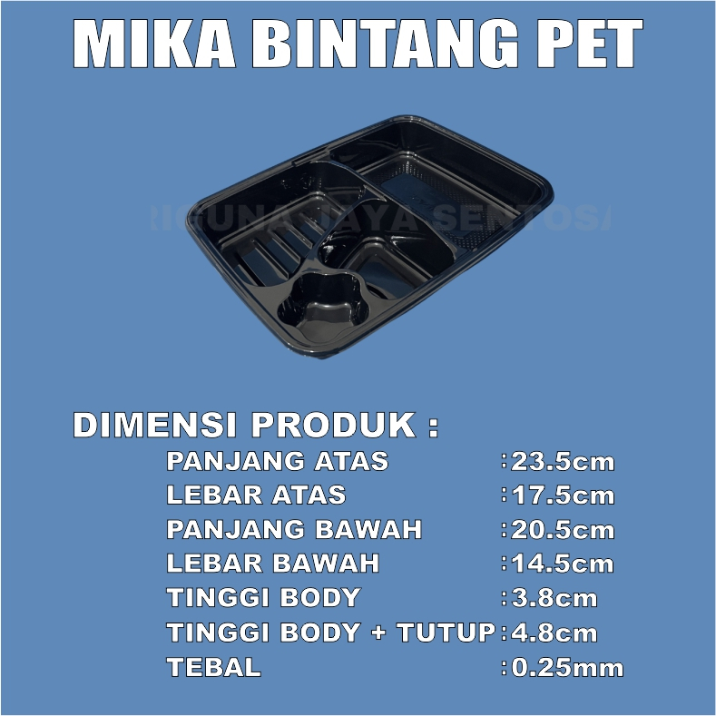 Mika Bento Bintang 4 Sekat PET atau 4Sekat HIPS Tahan Panas Per Dus GjkGrb