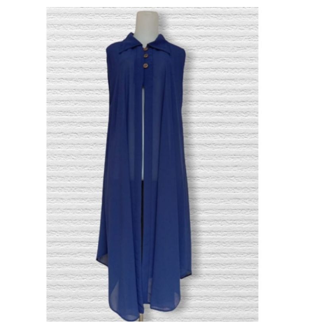Outer Ceruty Lengan Pendek / Long Cardigan Panjang / Model kancing / Premium - Navy