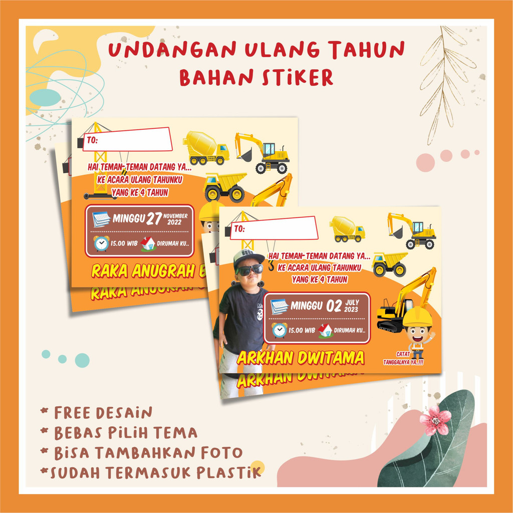 

Sticker Undangan Ulang Tahun Anak Birthday Custom Bahan Stiker