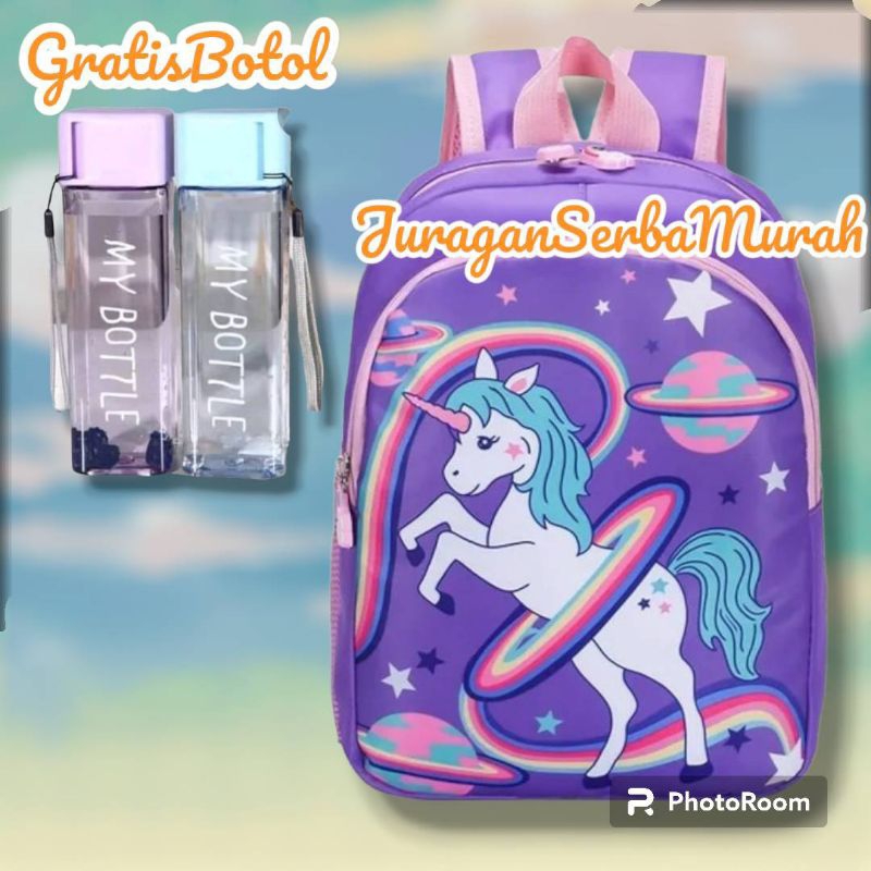 Tas Ransel Sekolah Perempuan TK SD Gtatis Botol