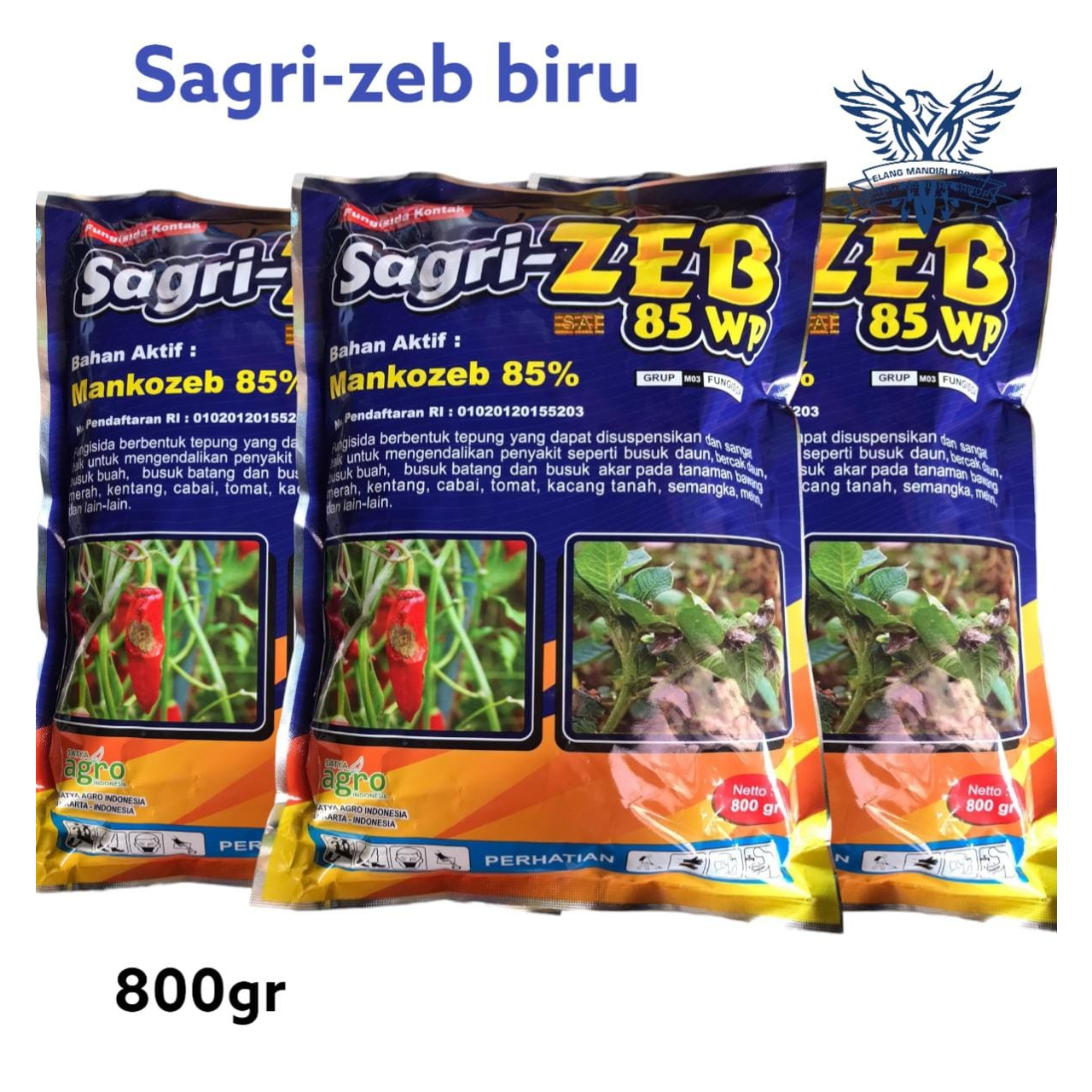 Sagrizeb Biru 85WP 800gr Sagri-ZEB Mancozeb Fungisida Pengendali Busuk Daun Pengendali Busuk Batang Busuk Akar Bercak Daun Pada Tanaman DITHANE/YOOZEB