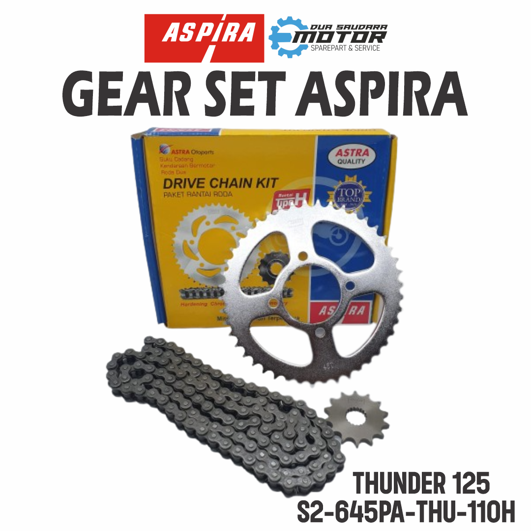 GEAR SET THUNDER 125 ASPIRA GEAR RANTAI RODA SET GEAR PAKET UNTUK MOTOR THUNDER 125