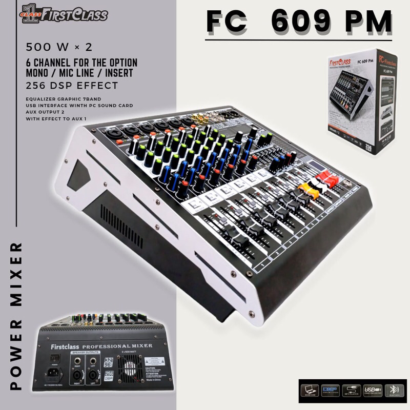 Power Mixer Firstclass FC-609PM / FC 609 PM / FC609PM 6 Channel Original 500 watt x 2