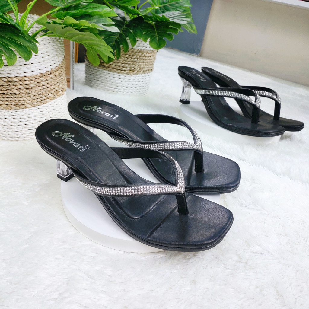 Sandal Wanita High Heels Kaca Terbaru Novari H06