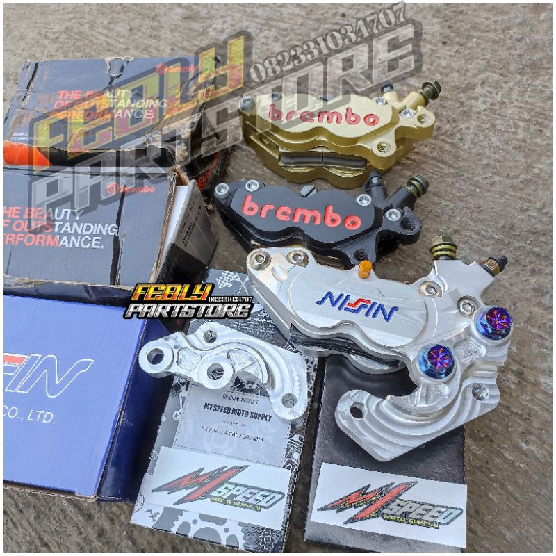 KALIPER BREMBO AXIAL SET BREKET CNC PNP RX KING DISC 300MM KALIPER DEPAN BREMBO AXIAL 4P 4 PISTON SE