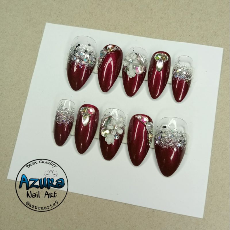 KUKU PALSU MAROON / NAIL WEDDING / KUPAL HOMEMADE