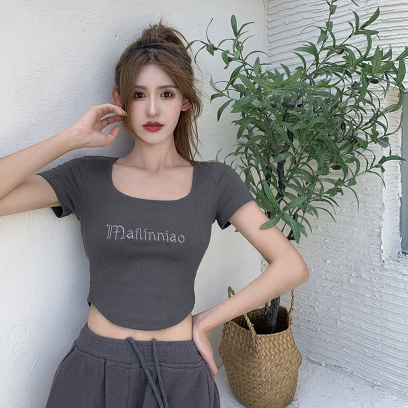 DF BJ385 Korean Crop Top Rib Sexy Crop Top Kaos Wanita Ava Basic Baju Crop Top Fashion