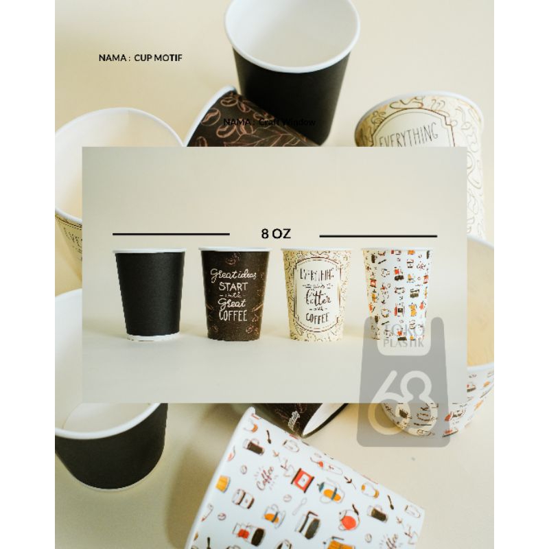paper cup 8oz motif