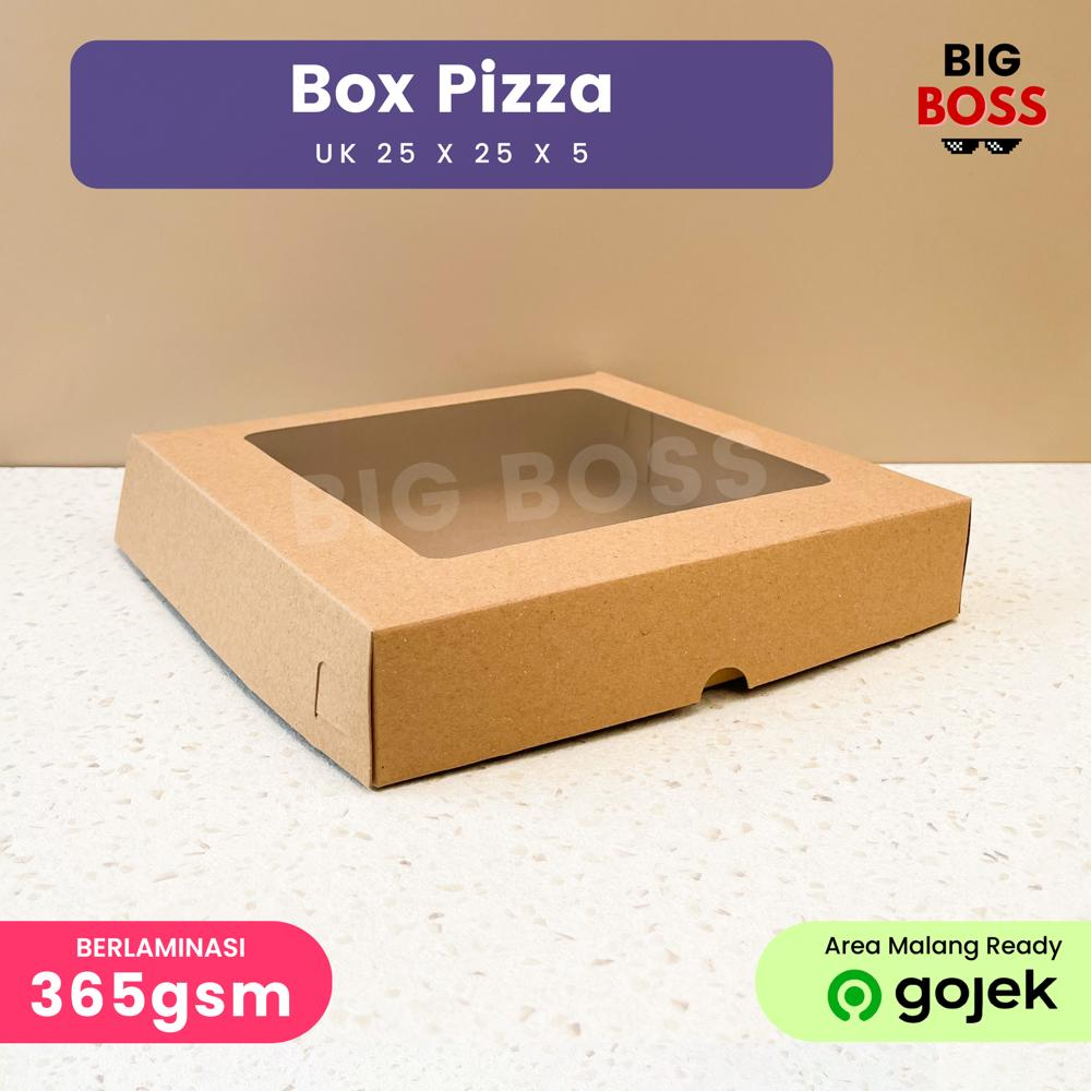 Kotak Box Pizza Coklat Kraft Laminasi / Kotak Cake Kue Roti Brownies Pie Egg Tart / Box Puff Pastry Cup Cake Muffin