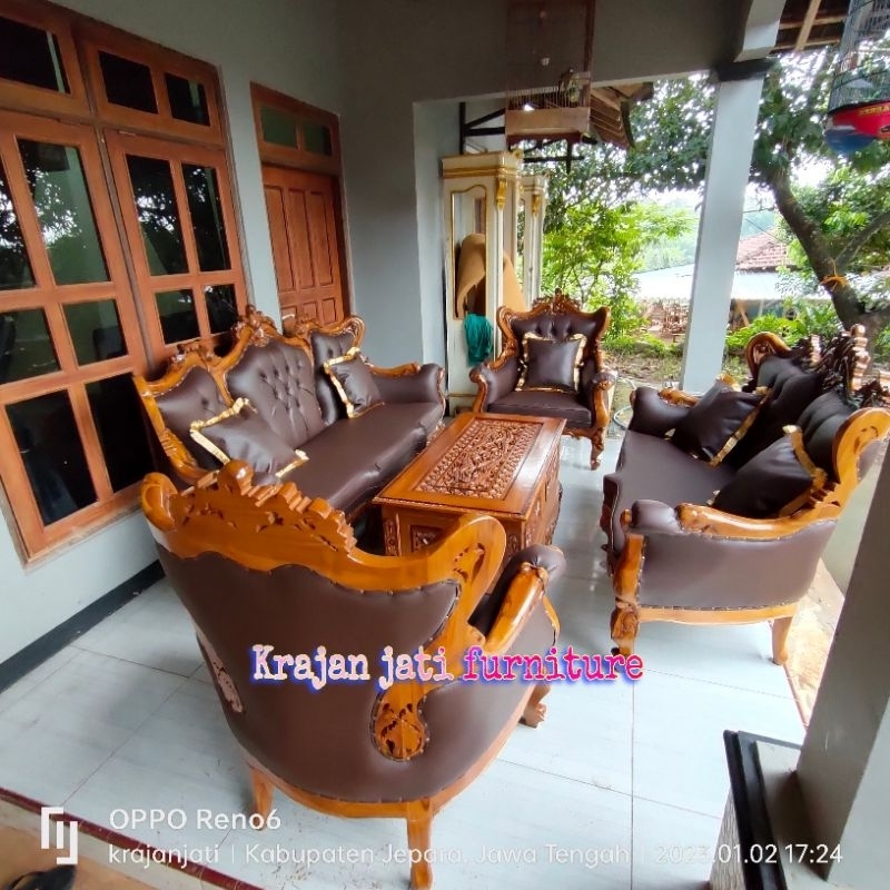 kursi tamu jati Romawi Inul/Romawi india