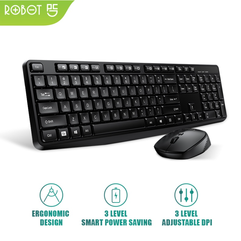 ROBOT Portable Mini Wireless Set Combo Keyboard and Mouse KM3100 Original Garansi 1 Tahun