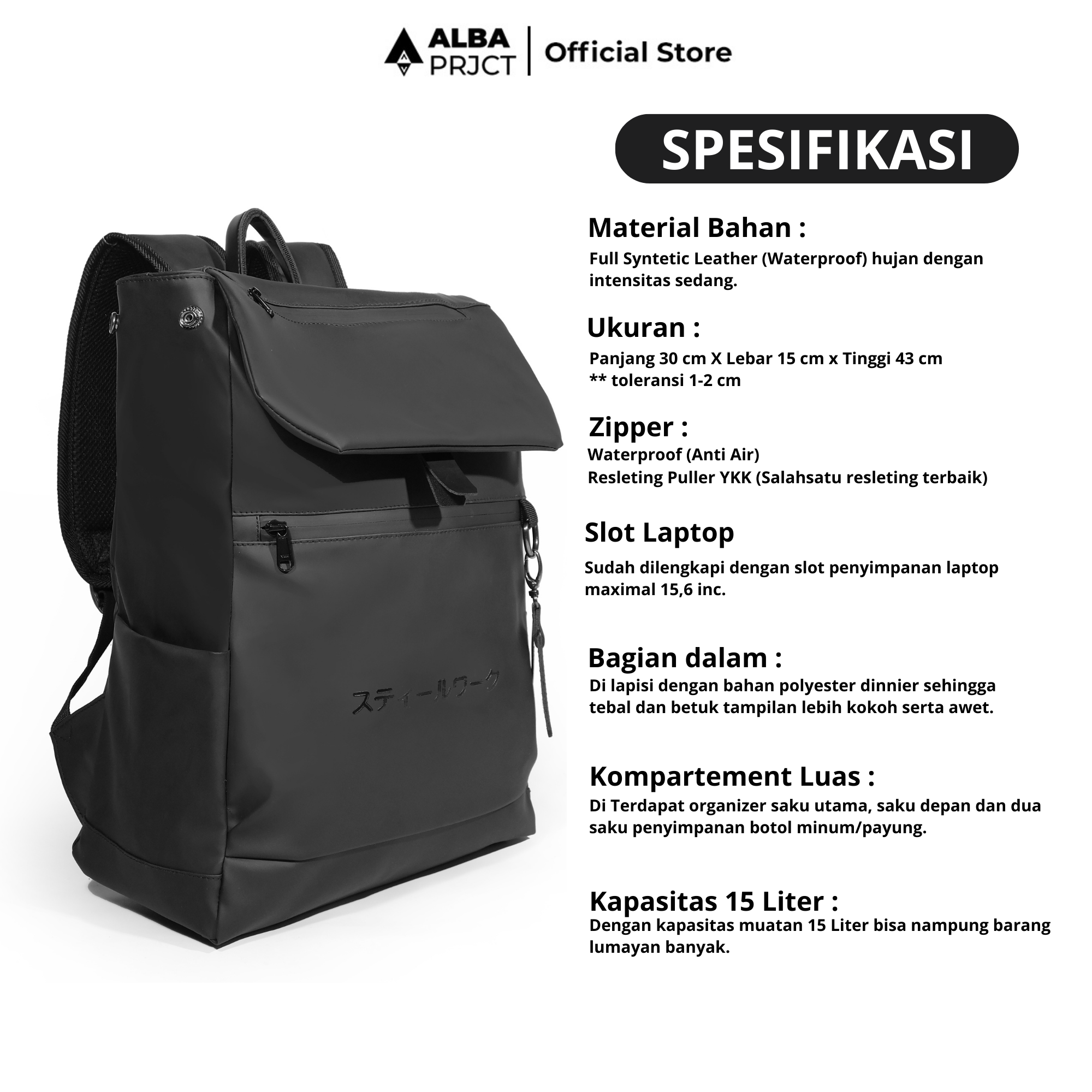 Alba Project - Backpack Ramos - Tas Ransel Laptop