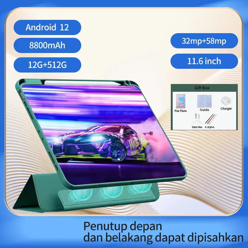 tablet murah Baru 5G Tablet Pro 11 RAM 12 GB + 512 GB ROM  Android 12 ,11.6 inciLayar Penuh Layar Besar Wifi Dual SIM Tablet PC untuk Anak-anak Belajar