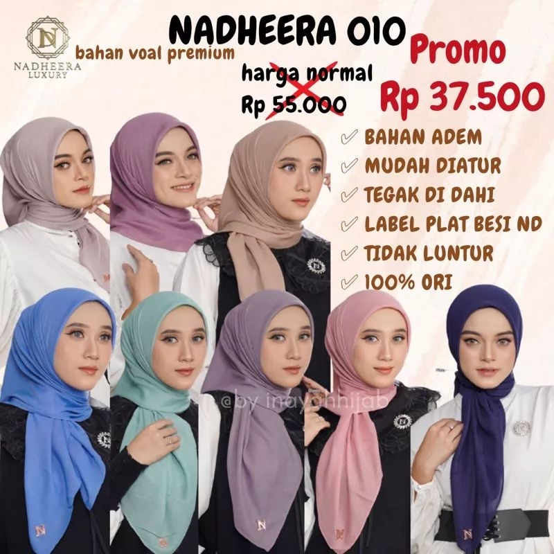 hijab jilbab kerudung segi empat 4 voal premium Nadheera lembut dan adem N10/N010
